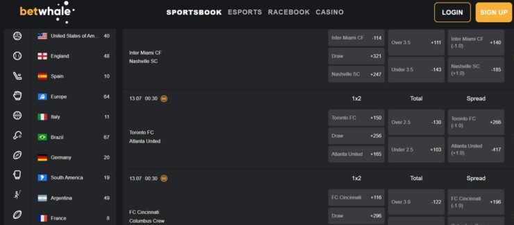 BetWhale - overall best NWSL betting site