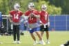 Josh Allen goes to throw the ball.