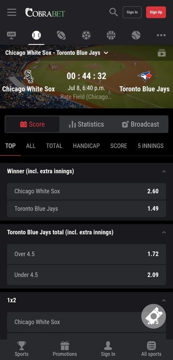 CobraCasino - Canadian sportsbook app