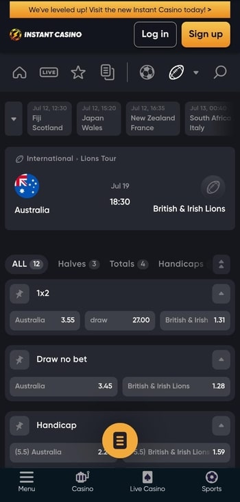 Instant Casino - one of the best apps for betting in Australia