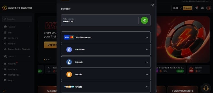 Instant Casino Choose Your Cyptocurrency