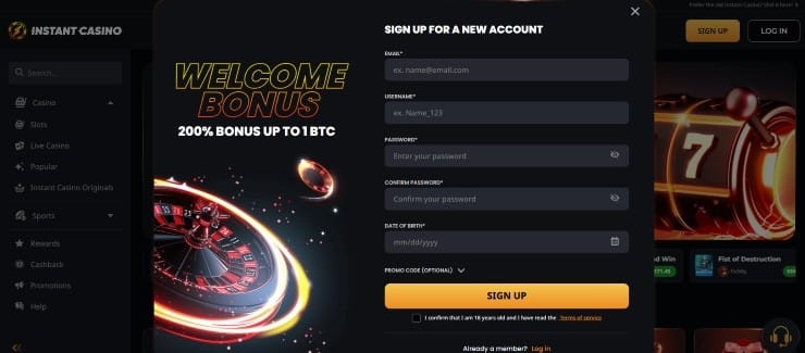 Instant Casino Sign Up