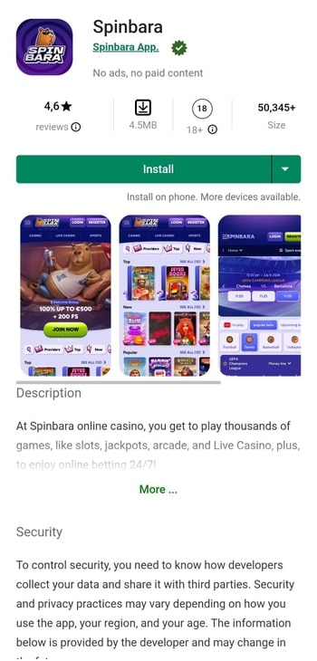 Spinbara - Download Android Canada sportsbook app