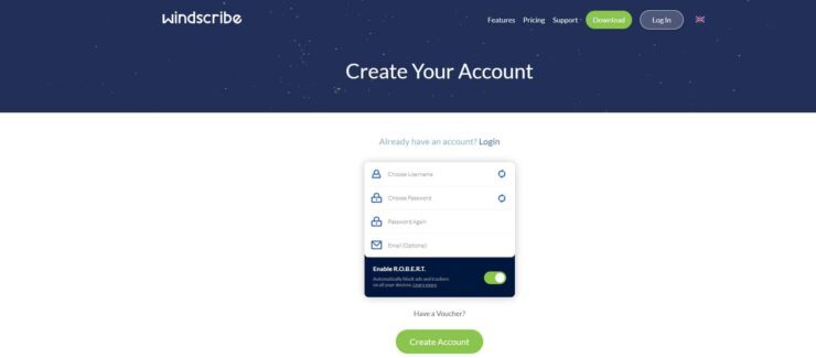 Windscribe VPN - step 1 choose a reputable VPN provider and sign up for their service