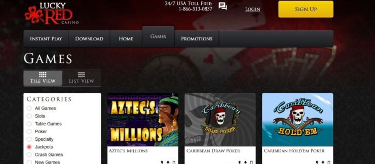 Lucky Red - offshore casino with progressive jackpots