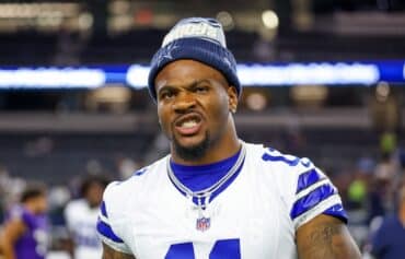 Dallas Cowboys defensive end Micah Parsons smiles.