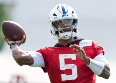 Indianapolis Colts quarterback Anthony Richardson throws the ball.