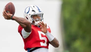 Indianapolis Colts quarterback Anthony Richardson Sr. throws the ball.