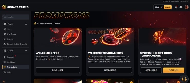 Instant Casino Promos