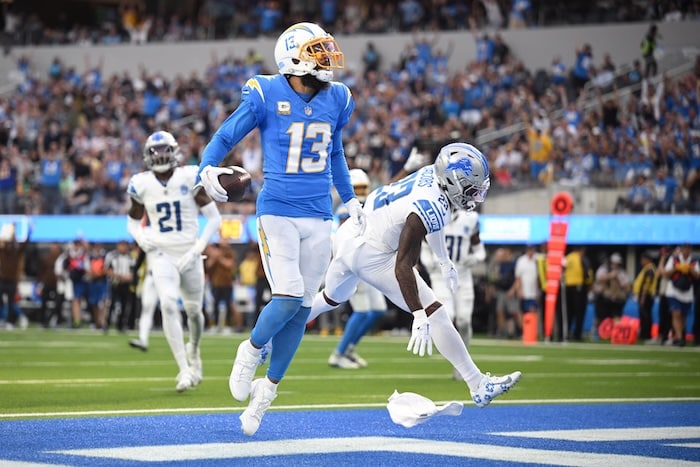 Keenan Allen runs in the end zone.