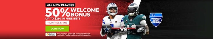 BetOnline is giving away $250 in free bets for week 1 of the NFL season. 