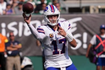 Josh Allen thows the ball.