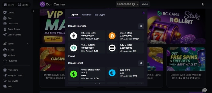 CoinCasino Step 3