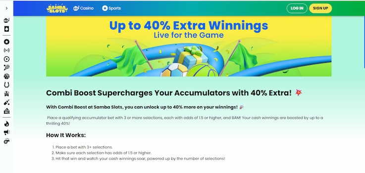 Samba Slots - one of the top football betting sites in India that features valuable promotions