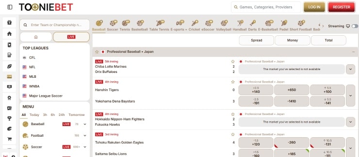 ToonieBet Live Betting