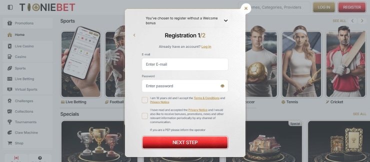 ToonieBet Step 2 Register