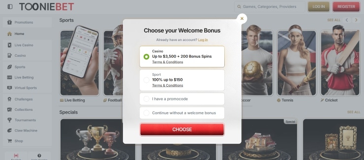 ToonieBet Step 3 Claim Your Bonus