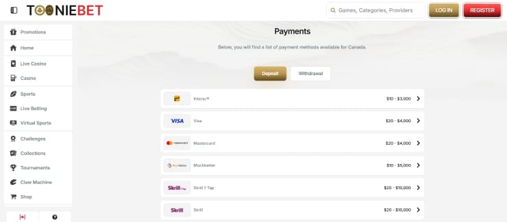 ToonieBet Step 4 Deposit