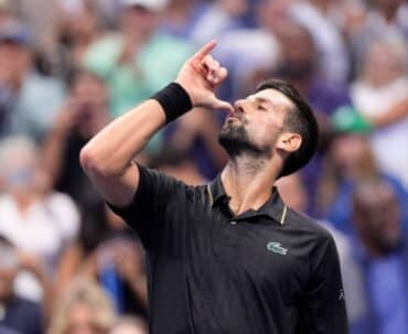 Djokovic celebrates win over Fritz 2025 US Open