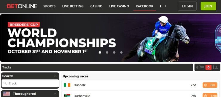BetOnline's horse racing odds