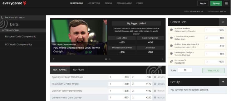 Everygame darts betting