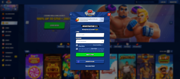 Step 2 register a casino account