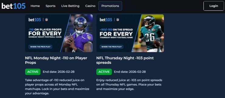 bet105's offshore betting bonuses