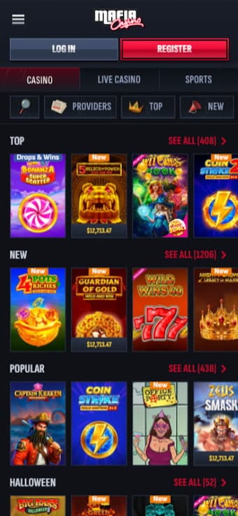 Casiny Casino Mobile Interface on iPhone