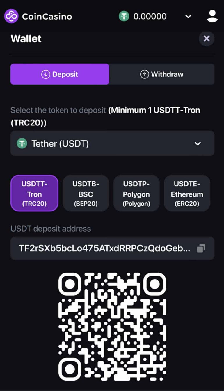محفظة usdt لكازينو coincasino