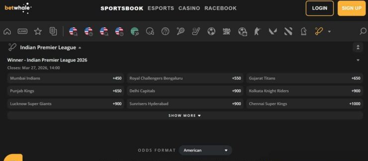 BetWhale's cricket betting site odds