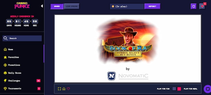 Step 4: Start playing some Novomatic casino games