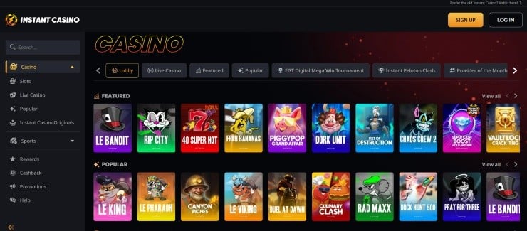 Claim top casino bonuses at Instant Casino