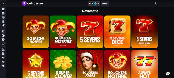 CoinCasino offers a versatile range of novomatic casino games