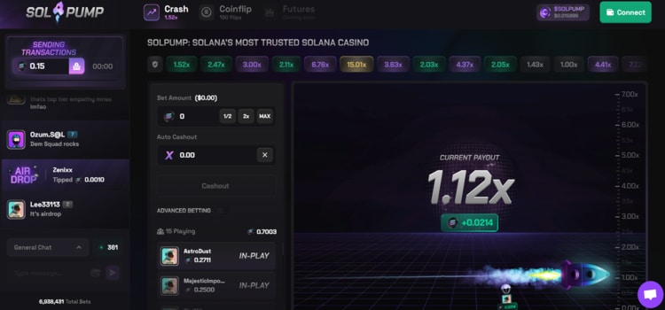 A crash game that is featured at the Solpump casino