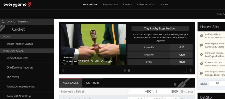 Cricket Ashes betting site odds