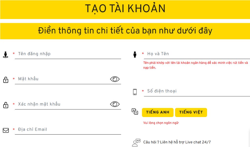 Đăng ký tài khoản tại Casino trực tuyến để tham gia cá cược