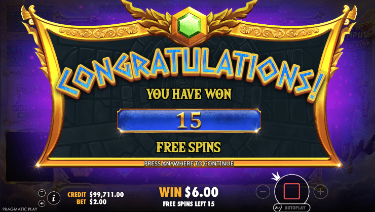 Gates of Olympus Super Scatter Free Spins Bonus Round