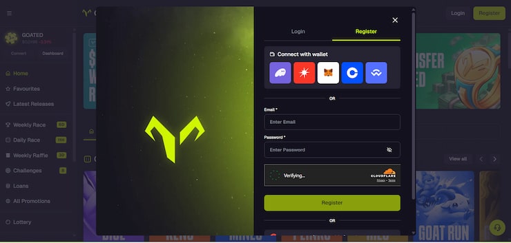 Step 1: Sign up to Goated Casino