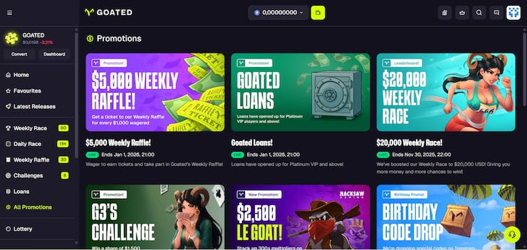Step 3: Check out your Goated Casino promotions