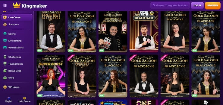 Kingmaker offers the best blackjack collection for the best payout online casinos in Australia