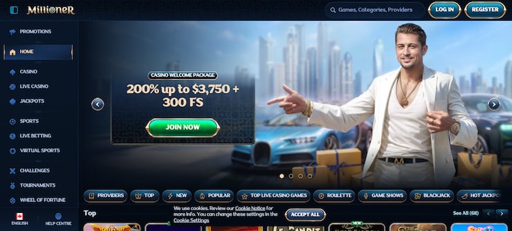 Millioner offers dozens of the best progressive jackpot games for online casinos in Ontario
