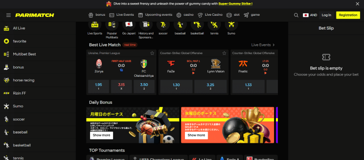 Bonuses at Parimatch