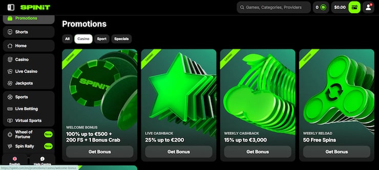 Spinit features plenty of riveting casino promotions