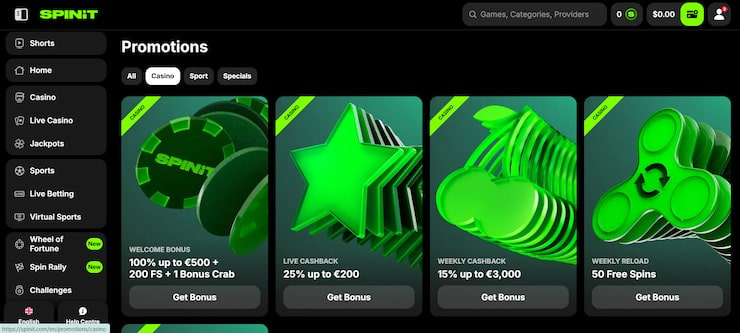 Spinit casino has a geat welcome bonus that can be processed quickly and easily
