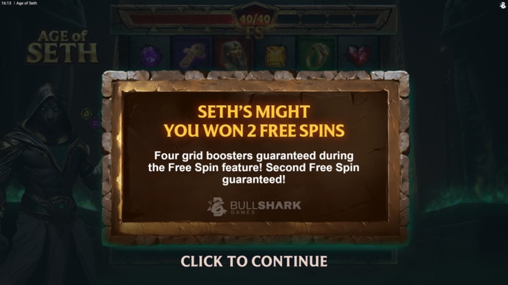 Unlock Age of Seth free spins