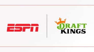 The logos of ESPN and Draftkings.
