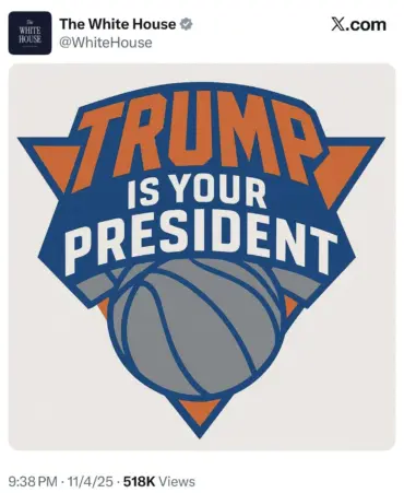 Knicks Asked White House To Delete Social Media Post After New York Mayoral Race