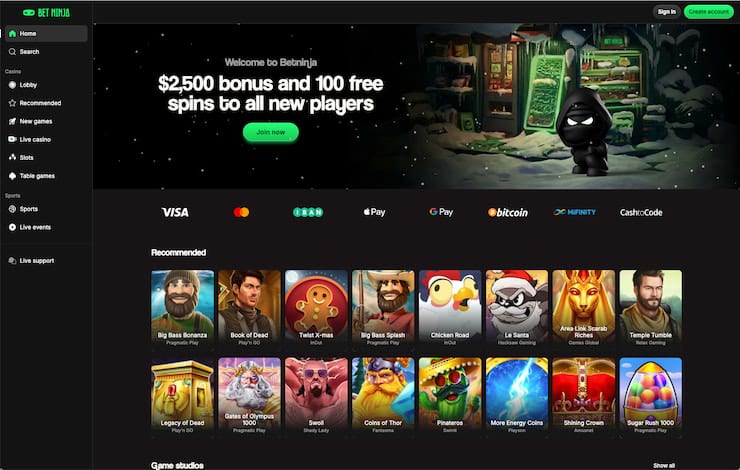 Testing out the Betninja casino