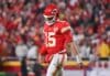 Patrick Mahomes walks off the field.