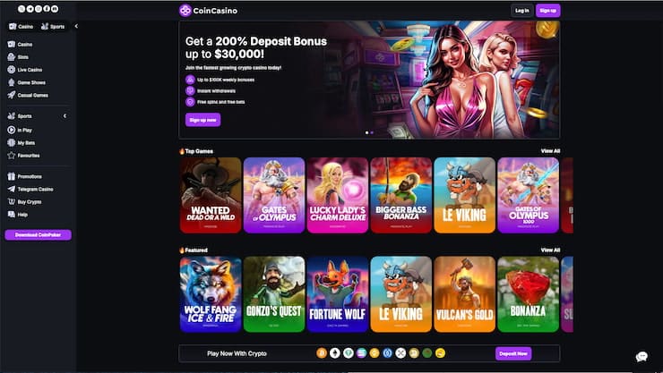 Playing casino games at CoinCasino
